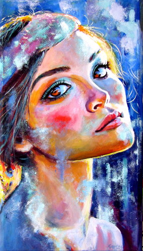 Girl with brown eyes II by Anna Brigitta Kovacs, Painting for Sale on Singulart