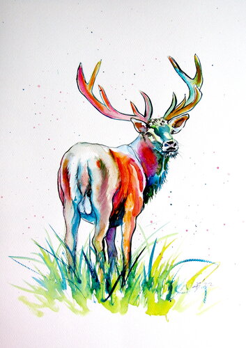 Stag roar III von Anna Brigitta Kovacs, Malerei kaufen auf Singulart