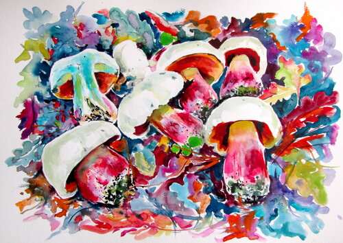 Mushrooms Boletus Satanas by Anna Brigitta Kovacs, Painting for Sale on Singulart