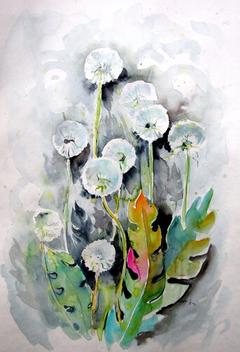 Old dandelions II van Anna Brigitta Kovacs, Schilderij te koop op Singulart
