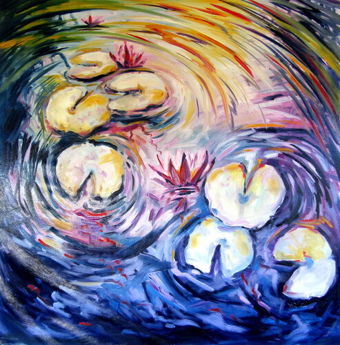 Colorful water lilies III von Anna Brigitta Kovacs, Malerei kaufen auf Singulart