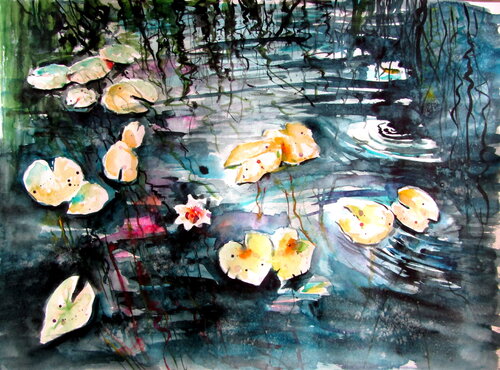 Water lilies II von Anna Brigitta Kovacs, Malerei kaufen auf Singulart