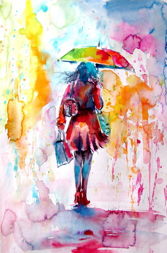Colorful rainy day van Anna Brigitta Kovacs, Schilderij te koop op Singulart