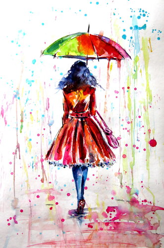 Colorful rainy day II par Anna Brigitta Kovacs, Peinture en vente sur Singulart