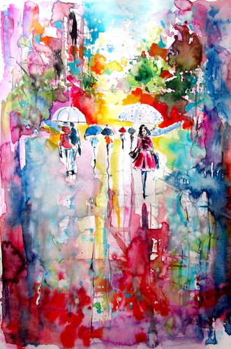 Colorful rainy day III von Anna Brigitta Kovacs, Malerei kaufen auf Singulart