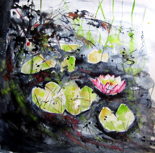 Water lilies IV von Anna Brigitta Kovacs, Malerei kaufen auf Singulart
