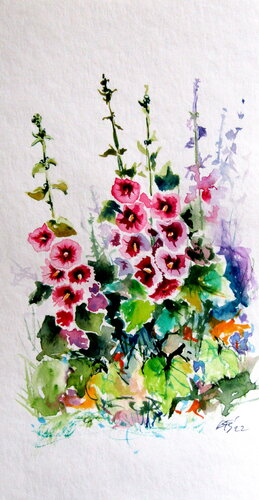 Mallow floral van Anna Brigitta Kovacs, Schilderij te koop op Singulart