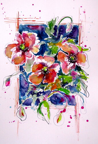Playful poppy van Anna Brigitta Kovacs, Schilderij te koop op Singulart