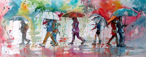 Walking people at rain Anna Brigitta Kovacs