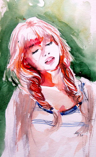 Dreamer blondie girl di Anna Brigitta Kovacs, Pittura in vendita su Singulart