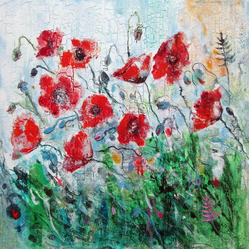 Poppy field van Anna Brigitta Kovacs, Schilderij te koop op Singulart