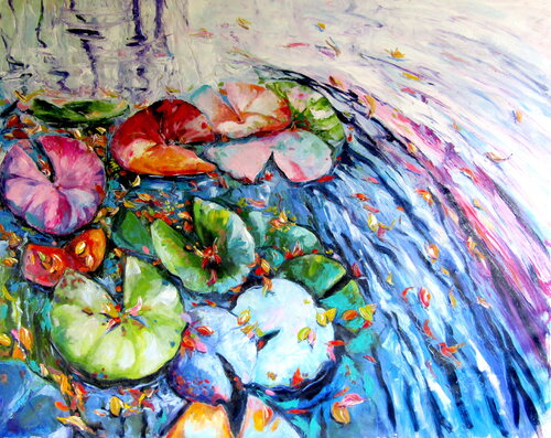 Autumn with water lilies by Anna Brigitta Kovacs, Painting for Sale on Singulart
