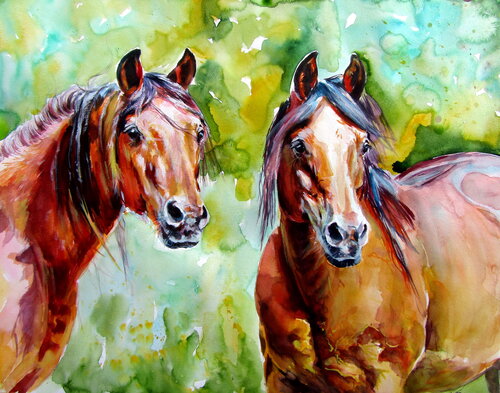 Horse friendship van Anna Brigitta Kovacs, Schilderij te koop op Singulart
