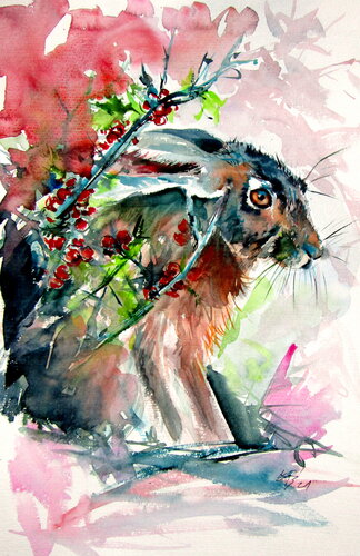 Rabbit in the grass II von Anna Brigitta Kovacs, Malerei kaufen auf Singulart