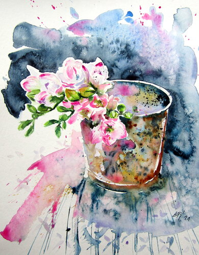 Pink orchidea von Anna Brigitta Kovacs, Malerei kaufen auf Singulart