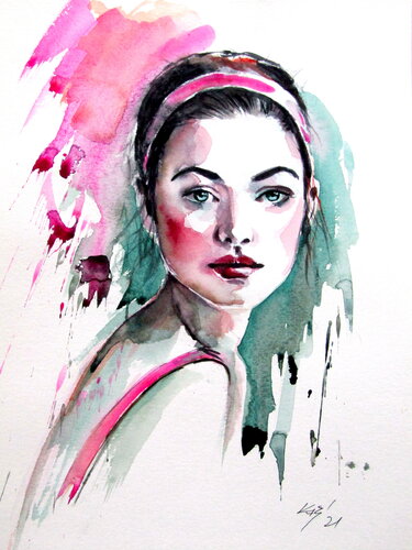 Portrait of a beauty di Anna Brigitta Kovacs, Pittura in vendita su Singulart