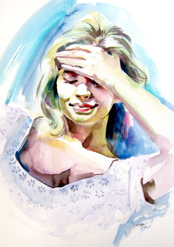 Portrait of a beauty III di Anna Brigitta Kovacs, Pittura in vendita su Singulart