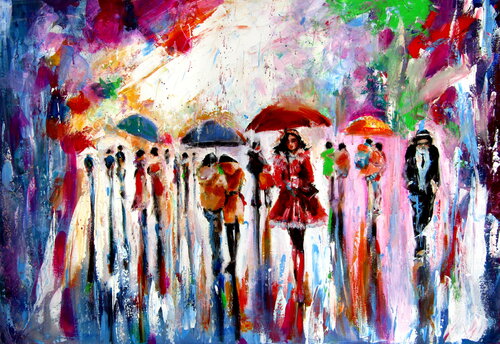 Rain, people and umbrellas II Anna Brigitta Kovacs