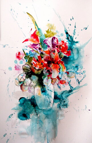 Atmosphere with flowers III de Anna Brigitta Kovacs, Pintura a la venta en Singulart