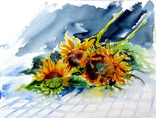 Sunflowers on the table Anna Brigitta Kovacs