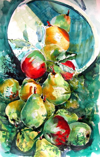 Fruits in the grass von Anna Brigitta Kovacs, Malerei kaufen auf Singulart