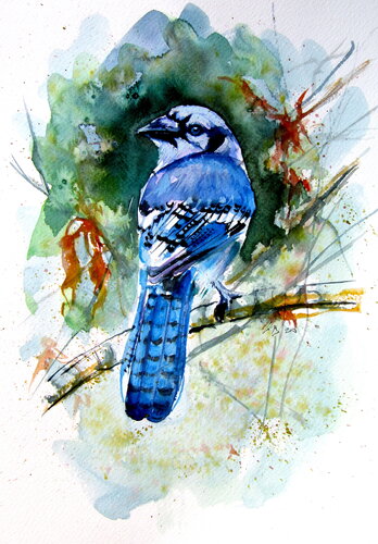 Blue bird by Anna Brigitta Kovacs, Painting for Sale on Singulart