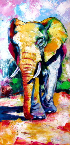 Walking majestic elephant von Anna Brigitta Kovacs, Malerei kaufen auf Singulart