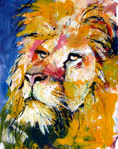 Lion resting di Anna Brigitta Kovacs, Pittura in vendita su Singulart