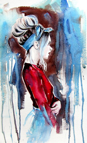Girl in red von Anna Brigitta Kovacs, Malerei kaufen auf Singulart