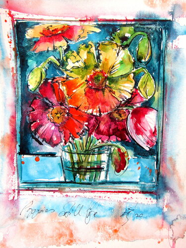 Still life poppies II de Anna Brigitta Kovacs, Pintura a la venta en Singulart