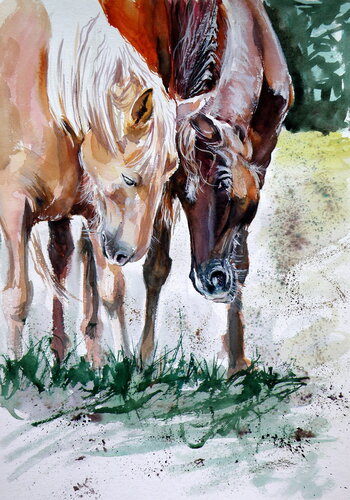 Horses friend van Anna Brigitta Kovacs, Schilderij te koop op Singulart