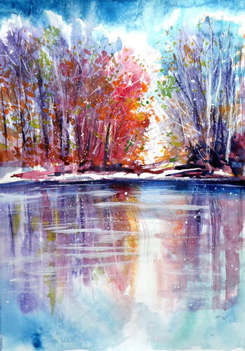 Forest at fall di Anna Brigitta Kovacs, Pittura in vendita su Singulart