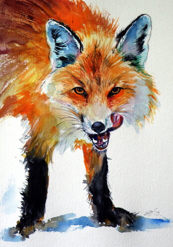 Red fox hunter von Anna Brigitta Kovacs, Malerei kaufen auf Singulart