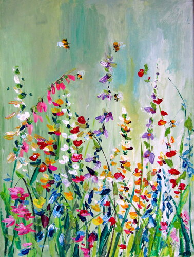 Wildflowers field by Anna Brigitta Kovacs, Painting for Sale on Singulart