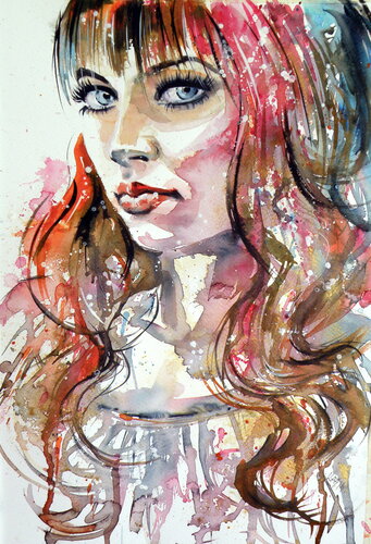 Girl in gold by Anna Brigitta Kovacs, Painting for Sale on Singulart