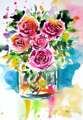 Roses still life von Anna Brigitta Kovacs, Malerei kaufen auf Singulart
