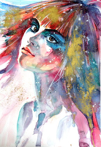 Girl in gold II von Anna Brigitta Kovacs, Malerei kaufen auf Singulart