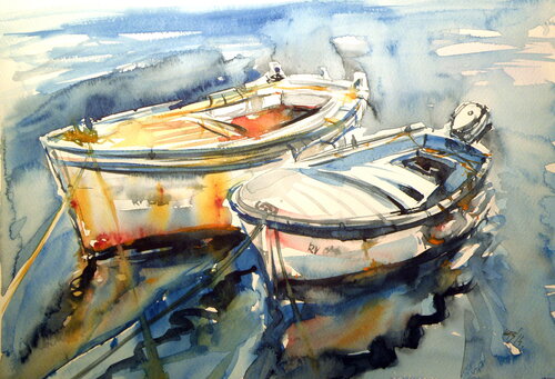 Boats van Anna Brigitta Kovacs, Schilderij te koop op Singulart