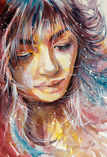 Girl in gold III par Anna Brigitta Kovacs, Peinture en vente sur Singulart
