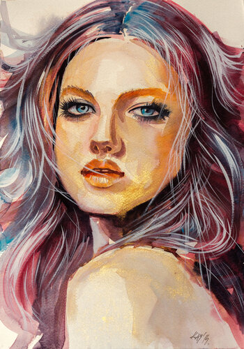 Girl in gold IV von Anna Brigitta Kovacs, Malerei kaufen auf Singulart