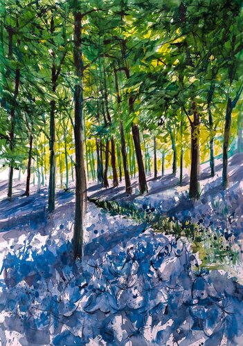 Forest with bluebell II di Anna Brigitta Kovacs, Pittura in vendita su Singulart
