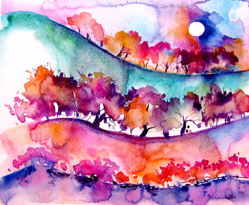 Colorful valley II von Anna Brigitta Kovacs, Malerei kaufen auf Singulart