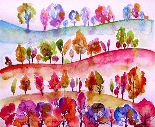 Colorful valley von Anna Brigitta Kovacs, Malerei kaufen auf Singulart