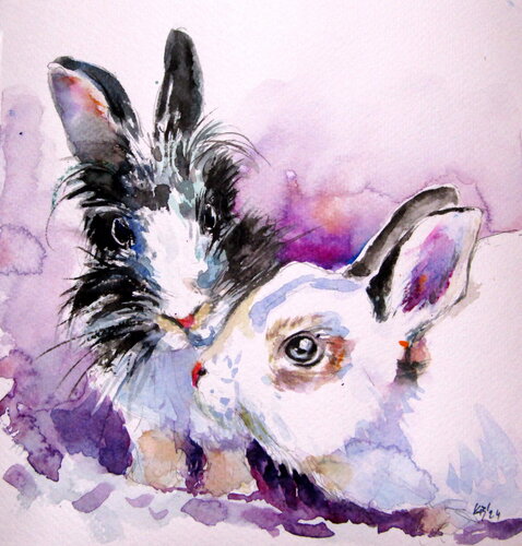 Cute rabbits von Anna Brigitta Kovacs, Malerei kaufen auf Singulart