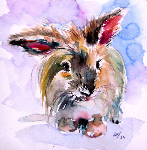 Cute rabbit II von Anna Brigitta Kovacs, Malerei kaufen auf Singulart