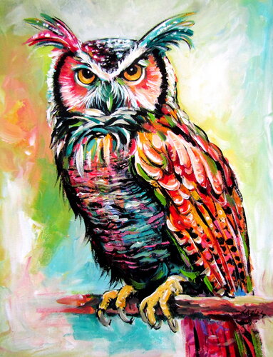 Majestic owl van Anna Brigitta Kovacs, Schilderij te koop op Singulart
