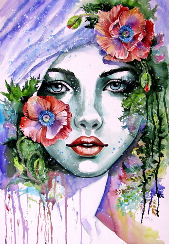 Queen of poppies by Anna Brigitta Kovacs, Painting for Sale on Singulart