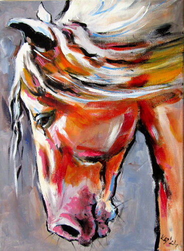 Horse portrait III van Anna Brigitta Kovacs, Schilderij te koop op Singulart