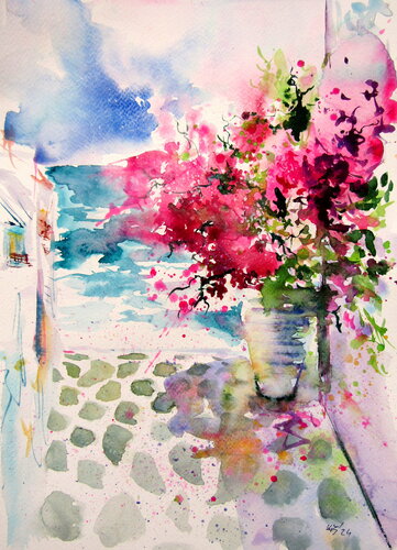 Summer streets II van Anna Brigitta Kovacs, Schilderij te koop op Singulart