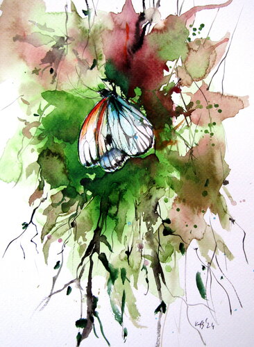 Beautiful butterfly di Anna Brigitta Kovacs, Pittura in vendita su Singulart
